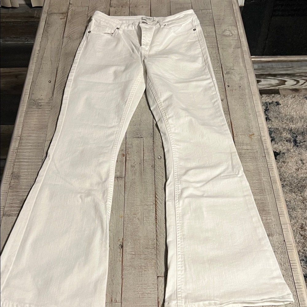 Forever 21 Cream Flare Jeans